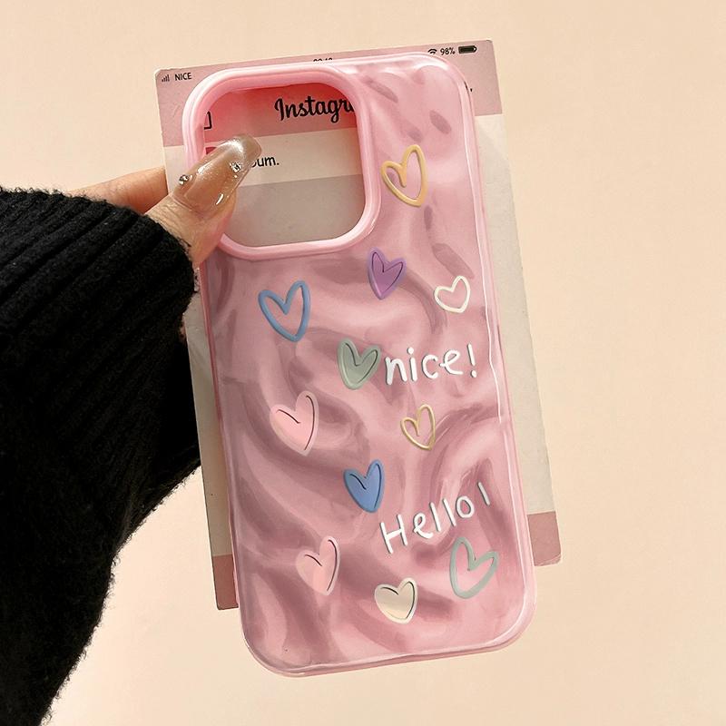 Liebesherz-Muster Handyhülle Für IPhone 17 16 15 14 13 Pro Max 11 12 Pro Plus Schutzhülle INS Mode Funda Farbe Süßigkeiten Schale