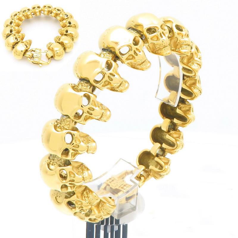 Hip Hop Edelstahl Totenkopf Schweres Armband Herren Gothic Glänzend Großer Totenkopf Accessoires 24mm Massiv Personalisierter Schmuck Geschenk