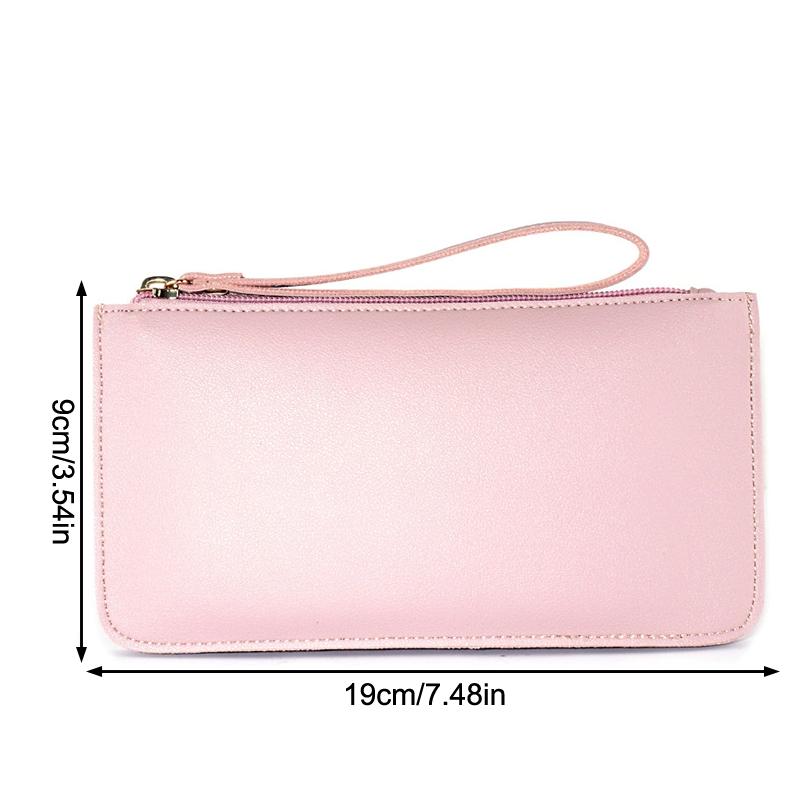 Simple Soft Pu Leather Long Wallets Large Capacity Solid Color Card Holder Coin Purse Women Girls