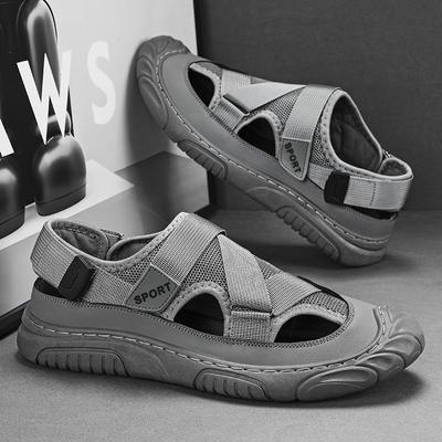 Mode 2024 Nouvel Été Respirant Extérieur Creux Plage Semelle Plate Sandales Confortables pour Homme