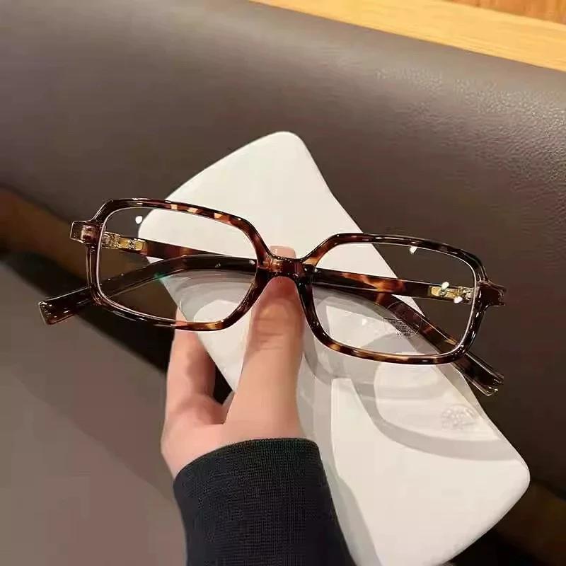 Y2K Leopard Small Frame Glasses Women Retro Fashion Simple Vintage Female Girls Eyewear Decorative Anti-blue Light Eyeglasses