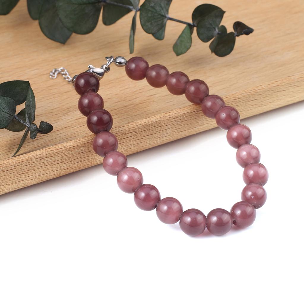 Γυναικείο Βραχιόλι Φυσική Πέτρα Χάντρες Μάτι της Γάτας 8X8 MM Γούρια Για Γυναίκες Ρομαντικό Δώρο Γενεθλίων