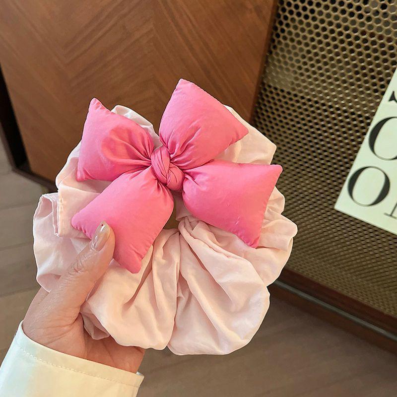 Fluffy Big Bow Satin Scrunchie Soft Fabric Lovely Colors For Hair Styling Skincare