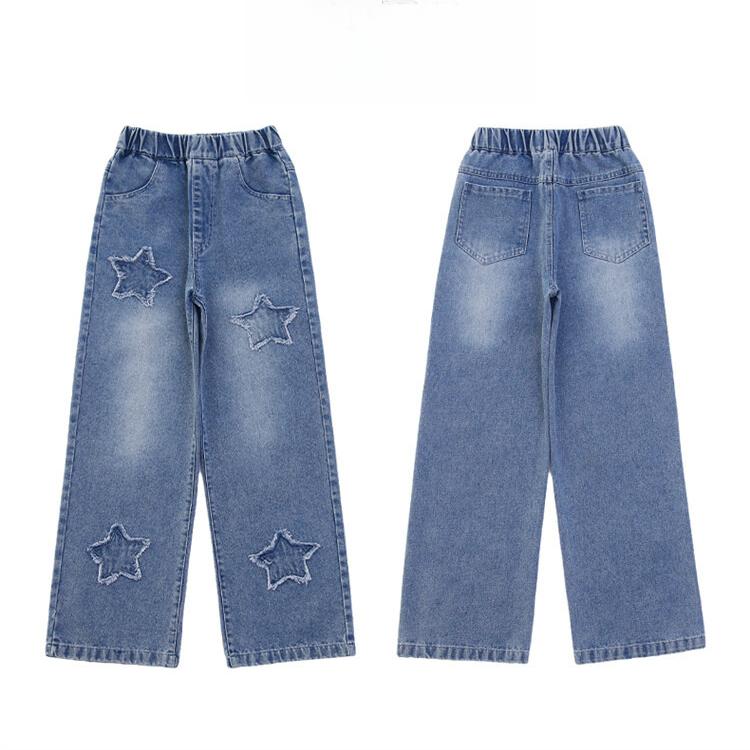 Girls' Jeans Spring and Autumn Straight Leg Pants Wide Leg Pants Girls' Pants Loose Pants