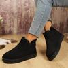 Large size snow boots women's winter new piled thickened warm flat bottom shallow mouth wool cotton boots cotton shoes wholesale