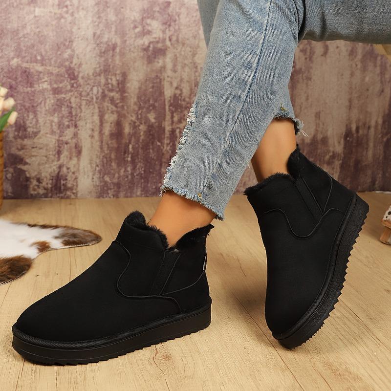 Large size snow boots women's winter new piled thickened warm flat bottom shallow mouth wool cotton boots cotton shoes wholesale