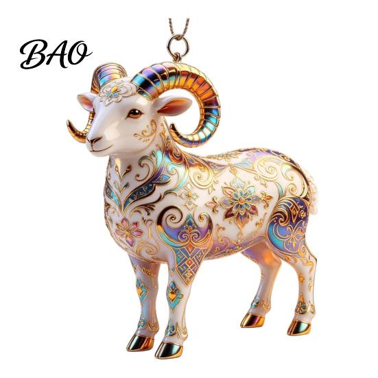 Durable Festive Collection Piece 2D Acrylic Goat Christmas Ornament, Cute Animal Sheep Hanging Decor for Decorative Gift Tree, Holiday Party