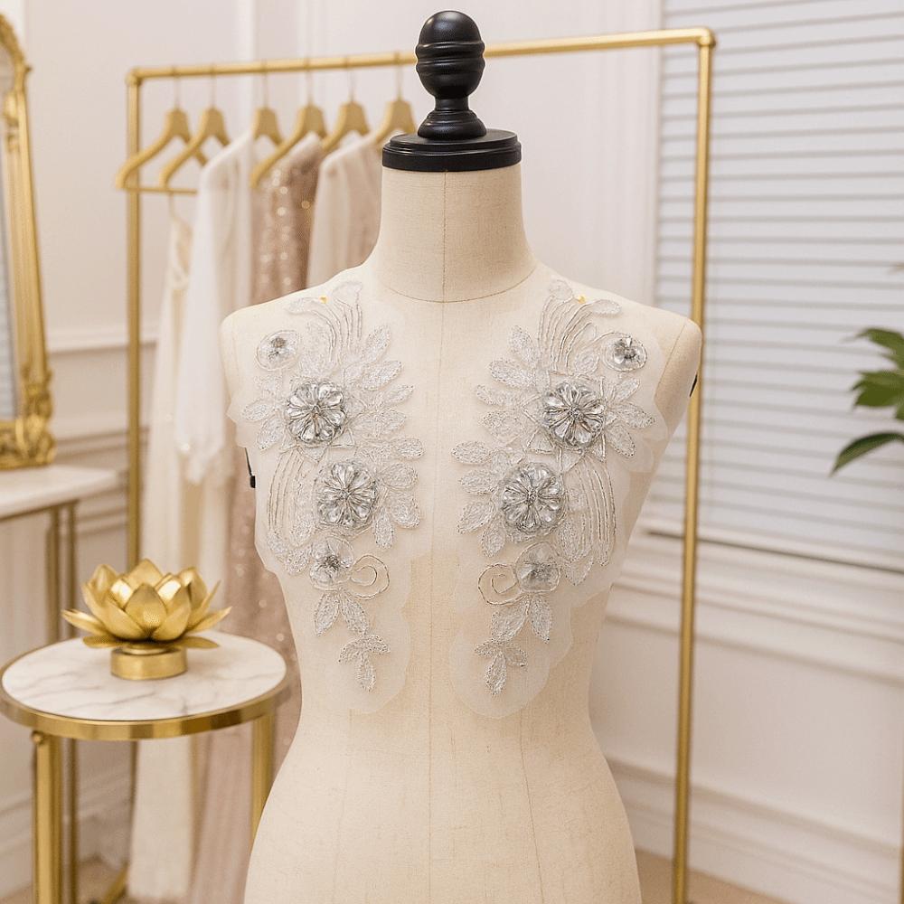 Flower Design Rhinestones Applique Fashion Dress Patches Clothing Applique Wedding Dresses