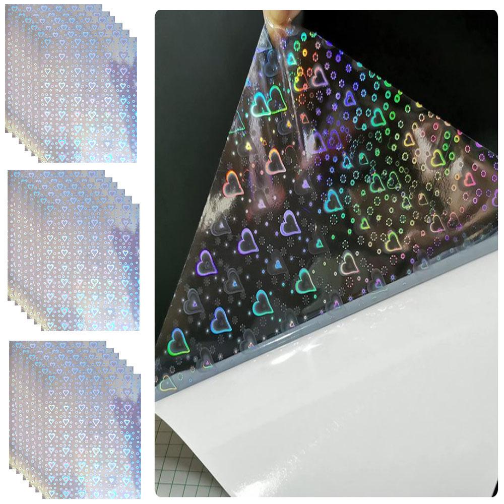 Holographic Glitter Laser Self Adhesive Waterproof  Vinyl Stickers A4 Size Overlay Photos Windows Laptops Decorations 10pcs Sets