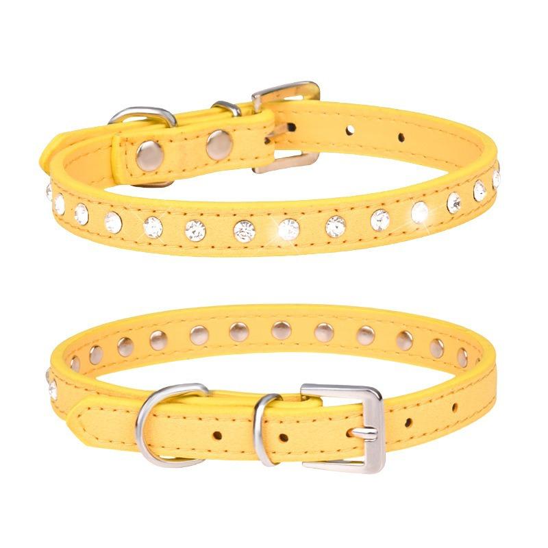 Rhinestone Pet Collar Shiny Row Diamond Dog Collar Microfiber Soft Comfortable Cat Ring