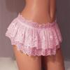 Women Skirt Panties Lace Triangle Underpants Low Waist Floral Embroidery Ruffle Briefs Bedroom Sex Clothes for Honeymoon Wedding Night