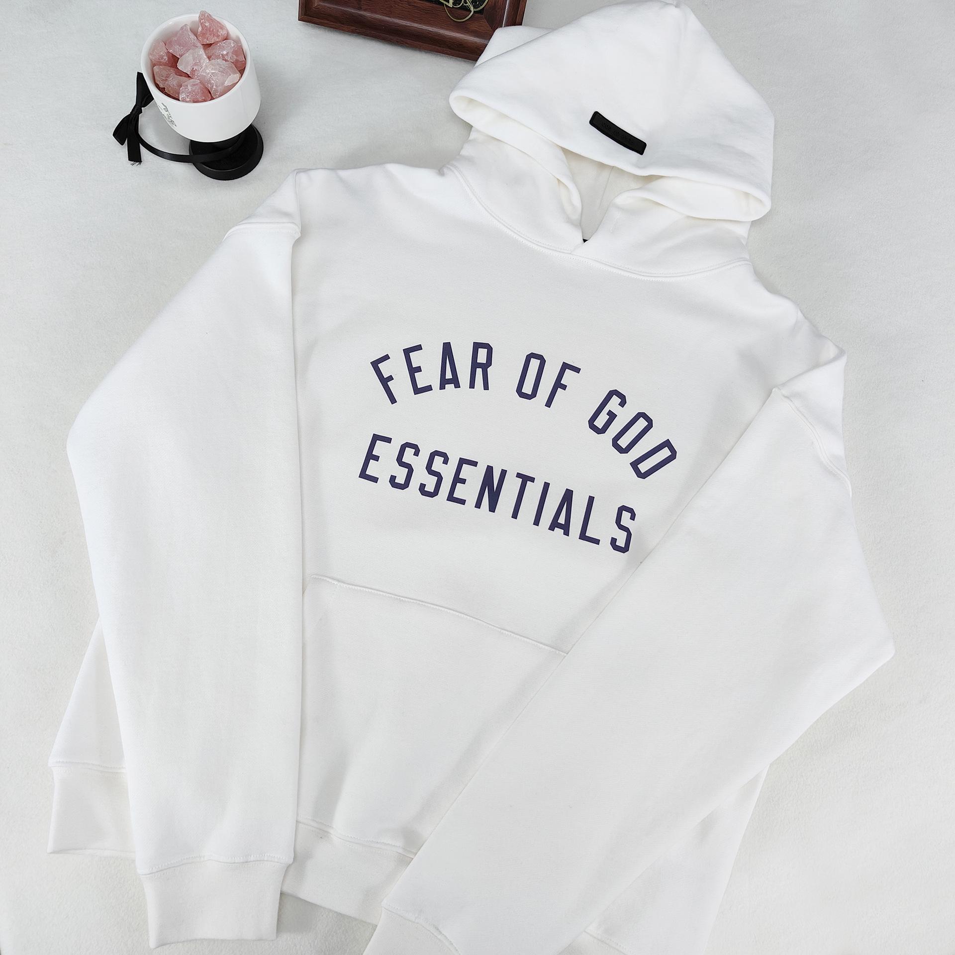 FOG Essentials Casual Hooded Sweatshirt - Men s Double Line Chest Graphic, High Street Style, Loose Fit, Winter-Ready. M (up to 90 kg)