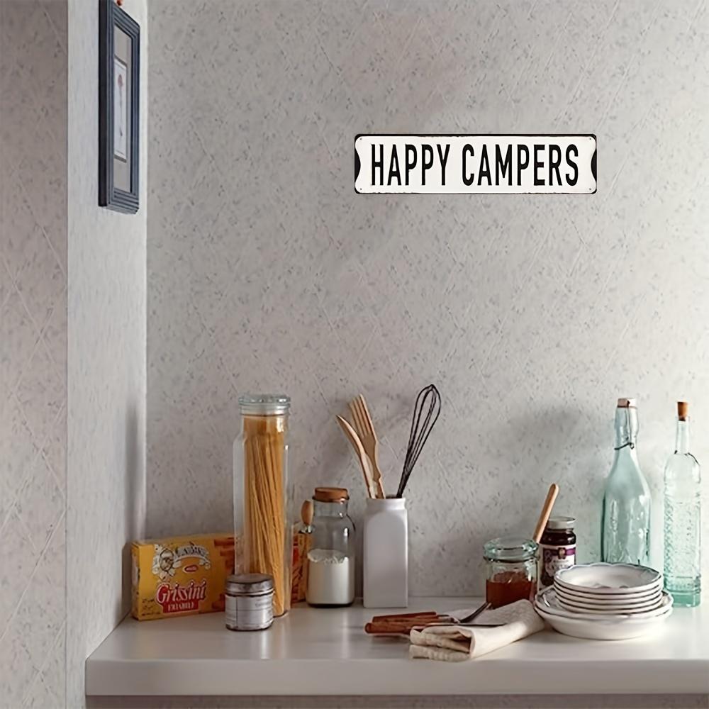 1pc Vintage Metal Sign "Happy Campers" 3.94" X 15.75" Classic Decor for Indoors and Outdoors Home Road Trip and Holiday Decor