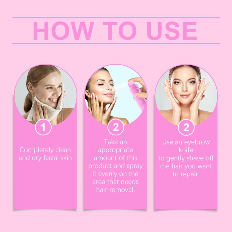 Painless Face Hair Removal Spray with Growth Inhibitor Mild Nourishing Dermaplaner for Smooth Skin Care