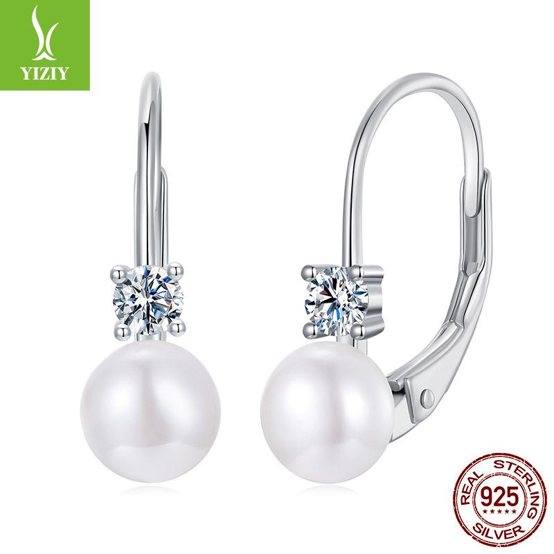 Natural Freshwater Pearl Mozzarella Diamond Earrings Women'S S925 Silver Moissanite Earrings Light Luxury High-End Autumn And Winter