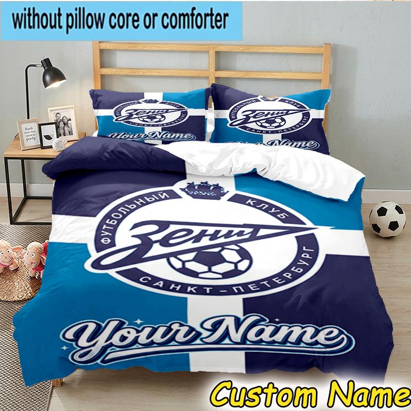 Custom Name Zenit Football Bedding Set 3PCS Duvet Cover Closure Includes 1 Duvet Cover & 2 Pillowcases for All Seasons Bedroom Decor