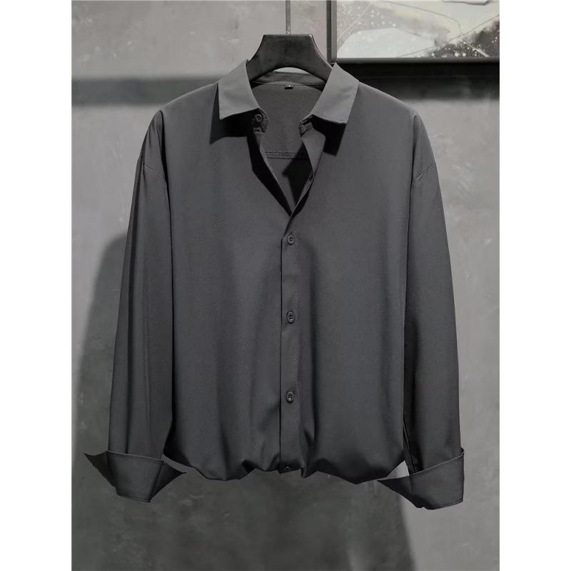 Men's Casual Loose-Fit Long-Sleeve Shirt - Trendy Korean Style for Spring & Autumn