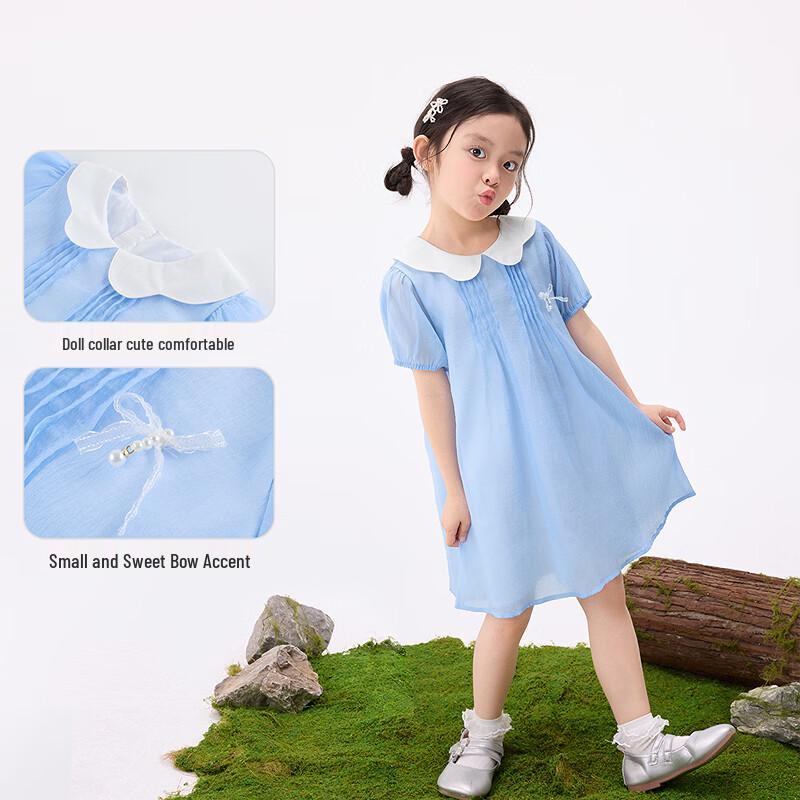 Little Yinman Girls' Puff Sleeve Bow Long Dress