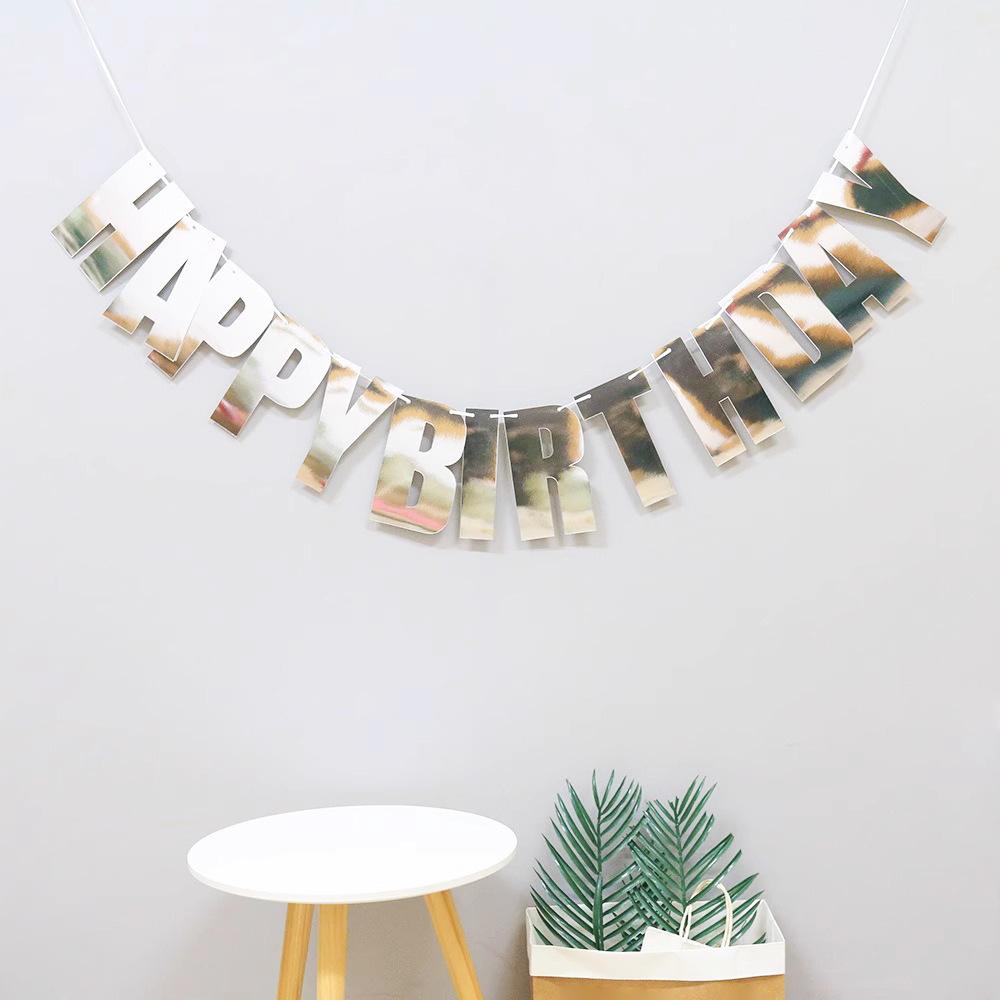 Creative Laser Birthday Flag Decoration Party Supplies Alphabet Happy Birthday Banner Bunting