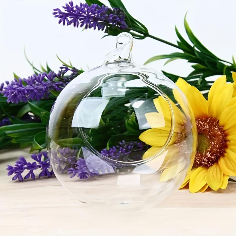 2 Stück aufhängbarer Kerzenhalter aus Kristallglas, rustikaler Stil, romantischer Kerzenhalter aus Glas für Zuhause, Mikrolandschaft, dekorative Glaskugeln