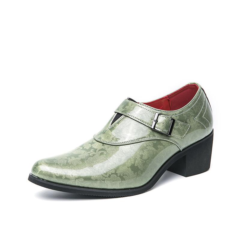 Large Size 46 Pointed Low-top Retro Leather Shoes Men's High Heels Increase by 6 Cm Business Dress Wedding Shoes Men