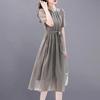 Women's Elegant Grey Summer Dress 2025: Slimming, Waist-Cinching, and Flattering