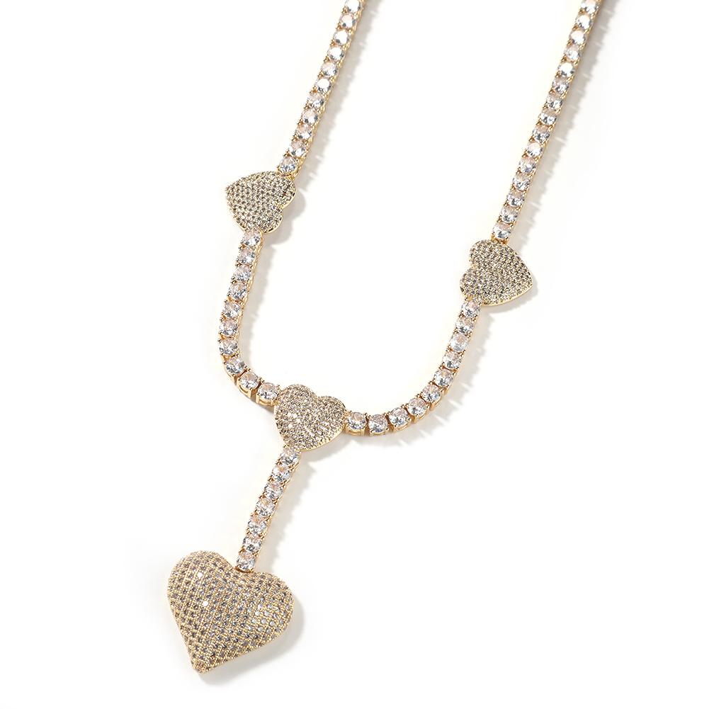 THE BLING KING Iced Heart Tennis Necklace Micro Paved Out Cubic Zirconia Link Chain Best Gift For Women Girl Hiphop Jewelry