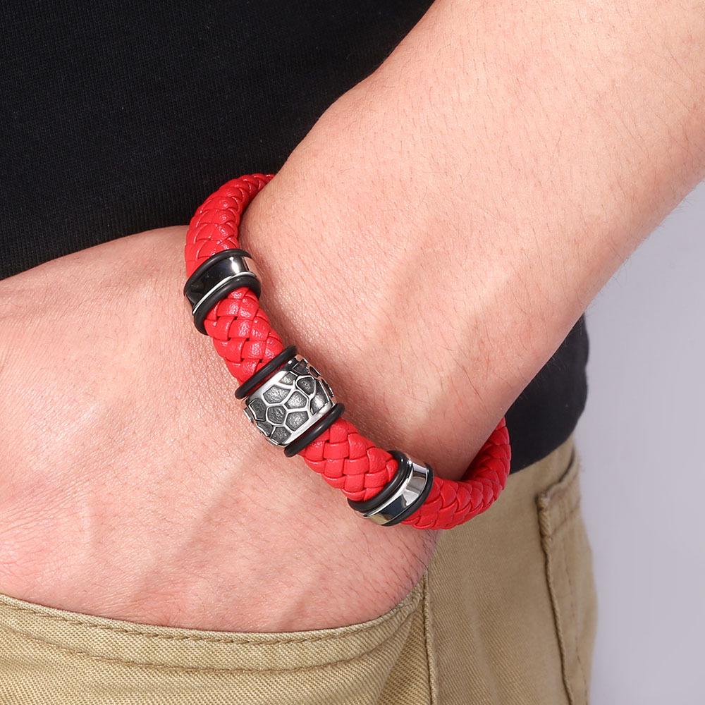 Titanium Steel Men's Multicolor Leather Bracelet