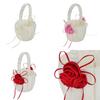 Wedding Bridal Page Boy Ribbon Satin Faux Rose Flower Girl Basket Party Decor