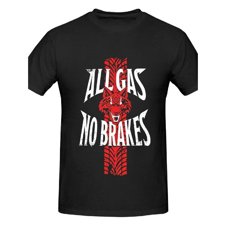 Jacob Fatu Men S Heavyweight Cotton T-Shirt - Bold Tiger Head & All Gas No Brakes Slogan, Loose Fit Motorcycle Tee with Red & White S чёрный