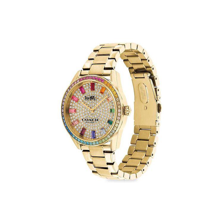 Coach Preston Series Quartz Watch Steel Bracelet 36Mm Gold Dial Women Watches 14503657