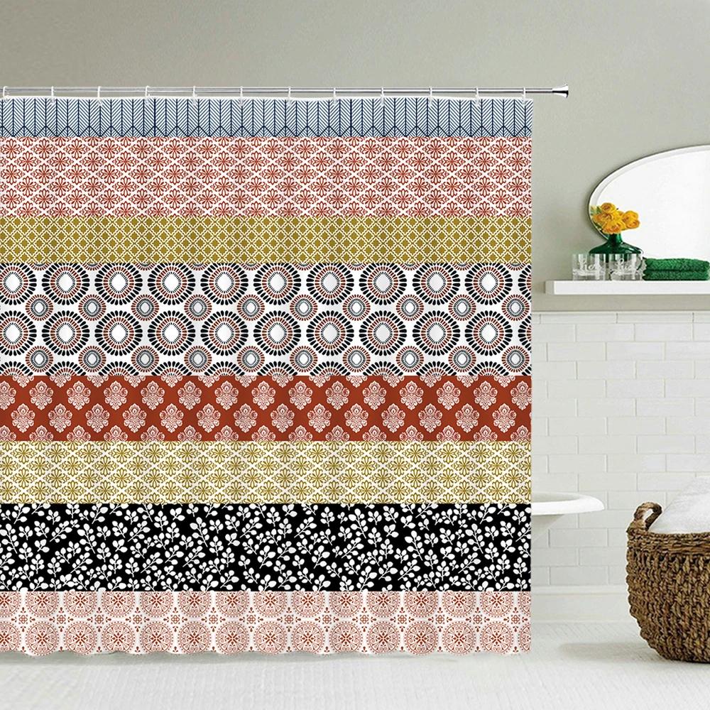 Indian Bohemian Style Shower Curtain Bathroom Waterproof Cloth Printed Mandala Decoration Bath Curtains large 240x180 With Hooks