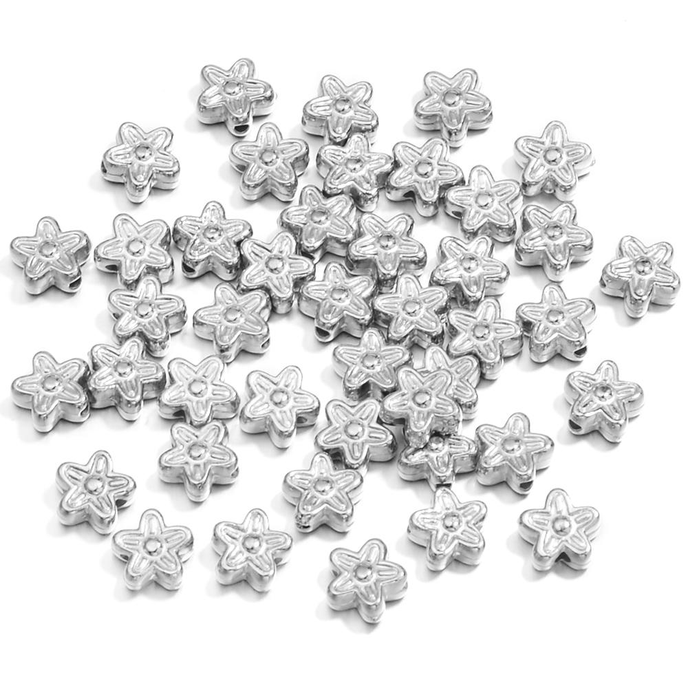 100pcs Star CCB Beads Gold Rhodium Color Pentagram Loose Spacer Bead For Jewelry Making DIY Crafts Bracelet Necklace Accessories
