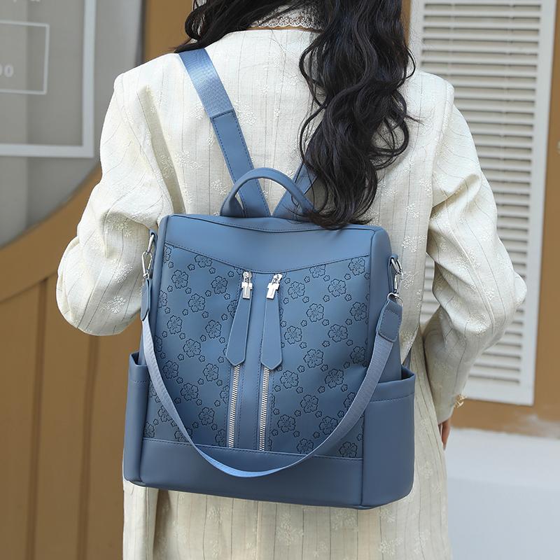 Women's Commuter Soft Leather Backpack Printed Backpack