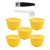 Coffee Machine Capsule Kit Reusable Coffee Filter Cup Accessories Fit for DOLCE GUSTO(Yellow 5 Capsules1 Spoon 1 Brush)