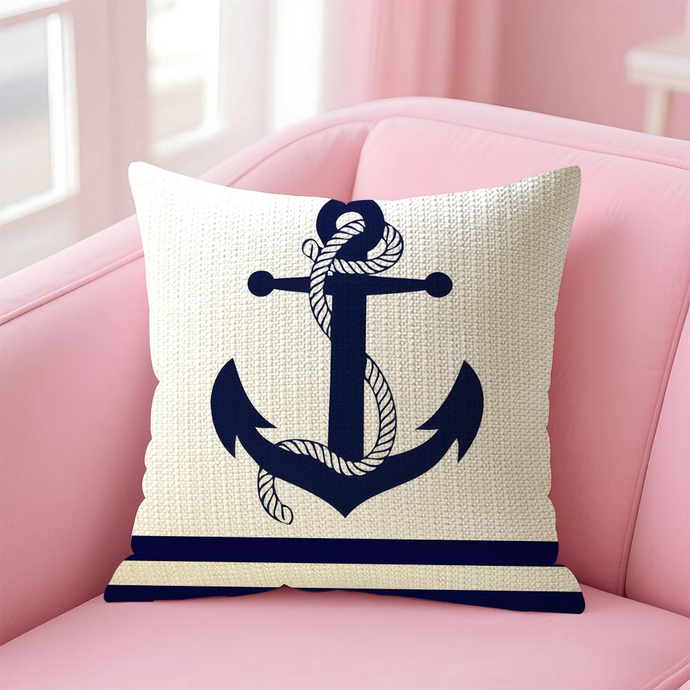 Navy Patterns Luxury Cushion Cover Natural Linen Pillow Case DoubleSided Print Decorative Sofa Pillowcase Home Decor Gift