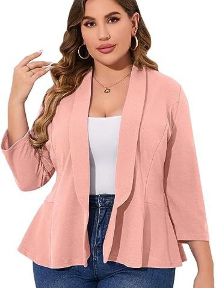 Women's White Blazer Jacket with Flared Sleeves, Casual Slim Fit Suit Coat for Office or Daily Wear