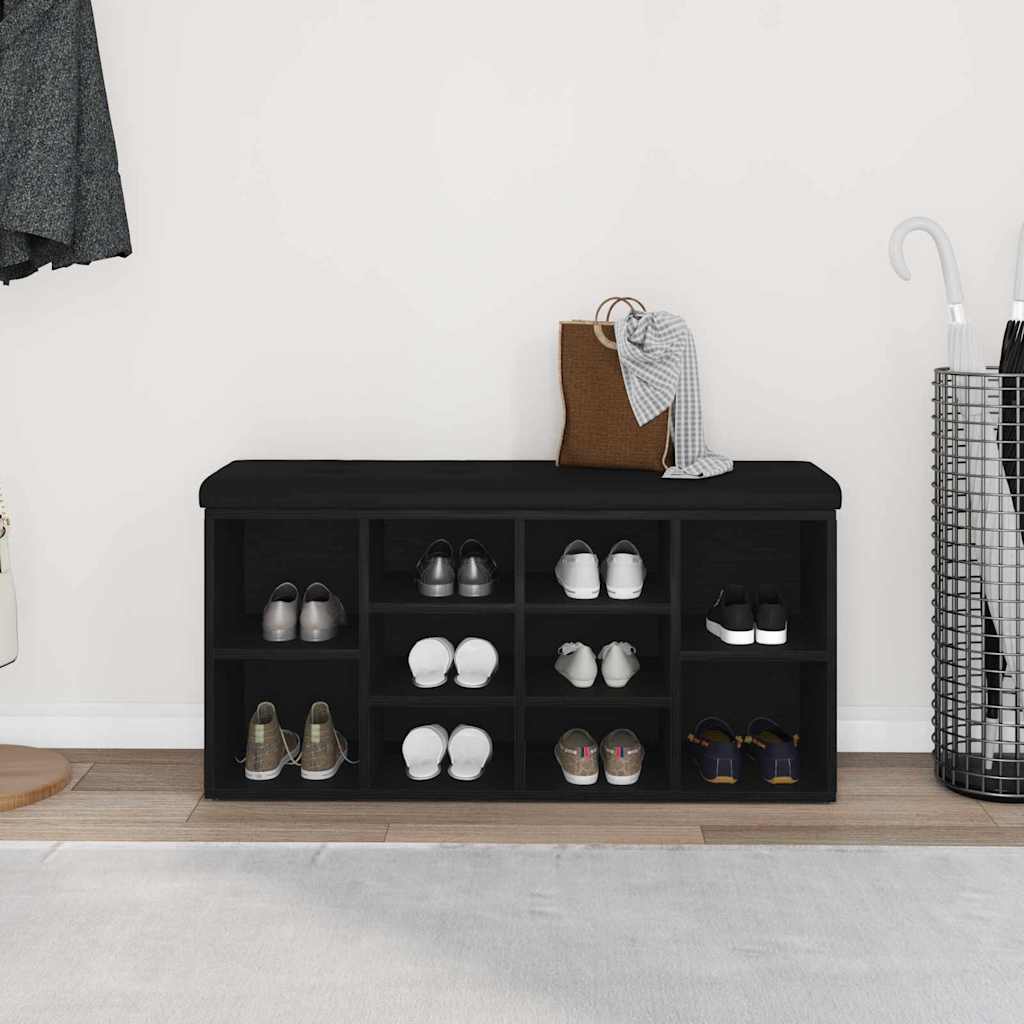 Shoe Bench Black Oak Effect 102 X 32 X 50 Cm Engineered Wood