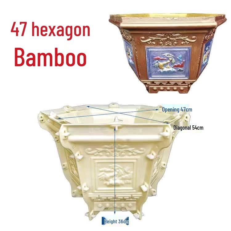 Extra Large Hexagonal Roman Column Cement Flower Pot Mold - Full Set DIY Model