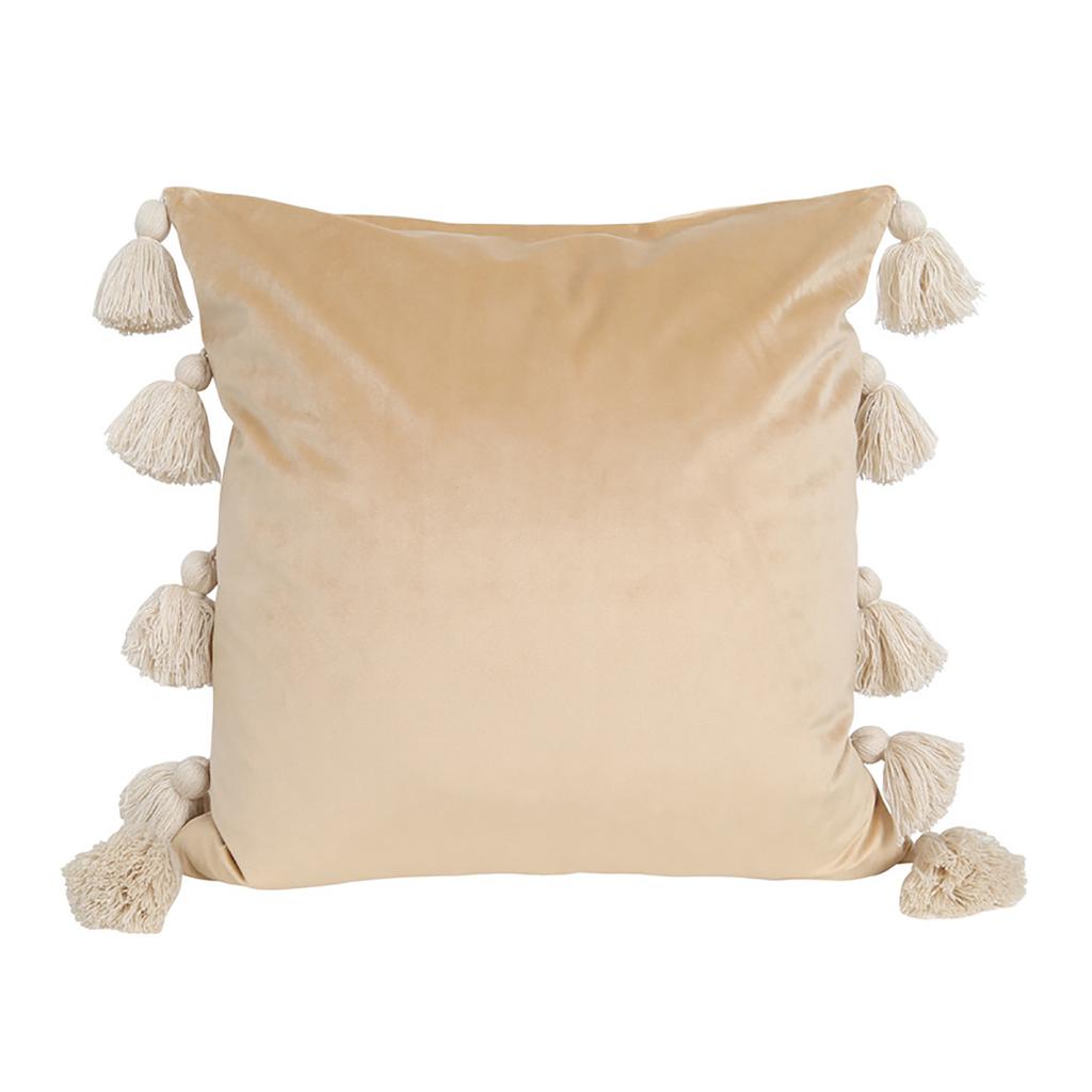 Comfortable Velvets Throw Pillowcase with Fringes Detail Bohemian Cushions Cover for Bed and Chair