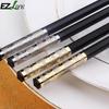 1 Paar Schwarze Essstäbchen Chinesische Golddrachen-Stil Essstäbchen Besteck Für Geschenk Chop Sushi Set Stäbchen Legierung M4P6