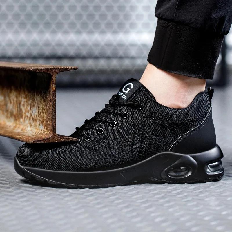 Fashion New Styles Men Safety Boots with Steel Toe Cap Anti-smash Work Sneakers Safety Shoes Men Indestructible Work Boots Hiking Shoes