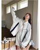 Light Gray Casual Sports Sweater & Contrast Short Skirt Set 2025