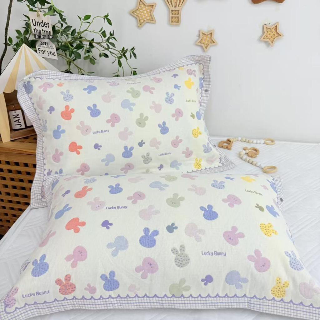Set of 2 All-Cotton Gauze Pillowcases: Snap Button, High-Density, Non-Shedding, Four-Season Use