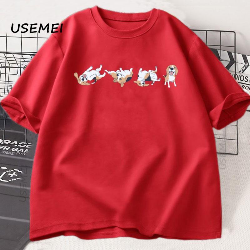 Beagle T Shirt Dog Mom Dad Gift Funny Happy Smiling Puppy Tshirt Cute Pet Lover Tshirt Loose Cotton Short Sleeve Graphic Tee S
