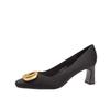 Temperament Commuter Thick Heel Women's Shoes Autumn New Single Shoes Satin Black High Heels Women