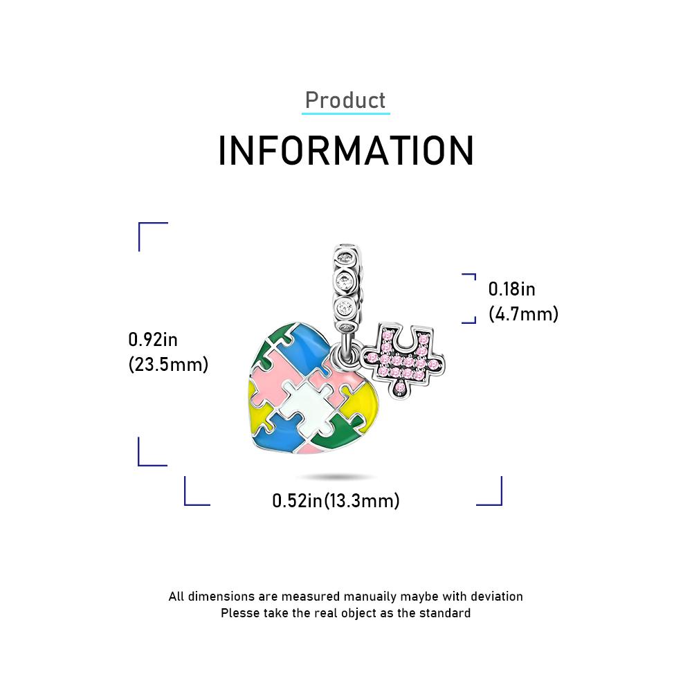 Ahthen copper Bead Charms Heartshaped puzzle Dangle Charm fit Snake Chain Bracelets Necklaces for Women Jewellery Making
