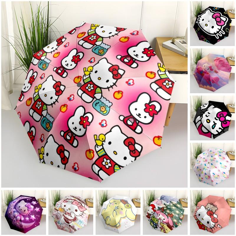1pc Sanrio Umbrella Portable Folding Umbrella Iron Frame Hole Bone Structure Outdoor Home Umbrella