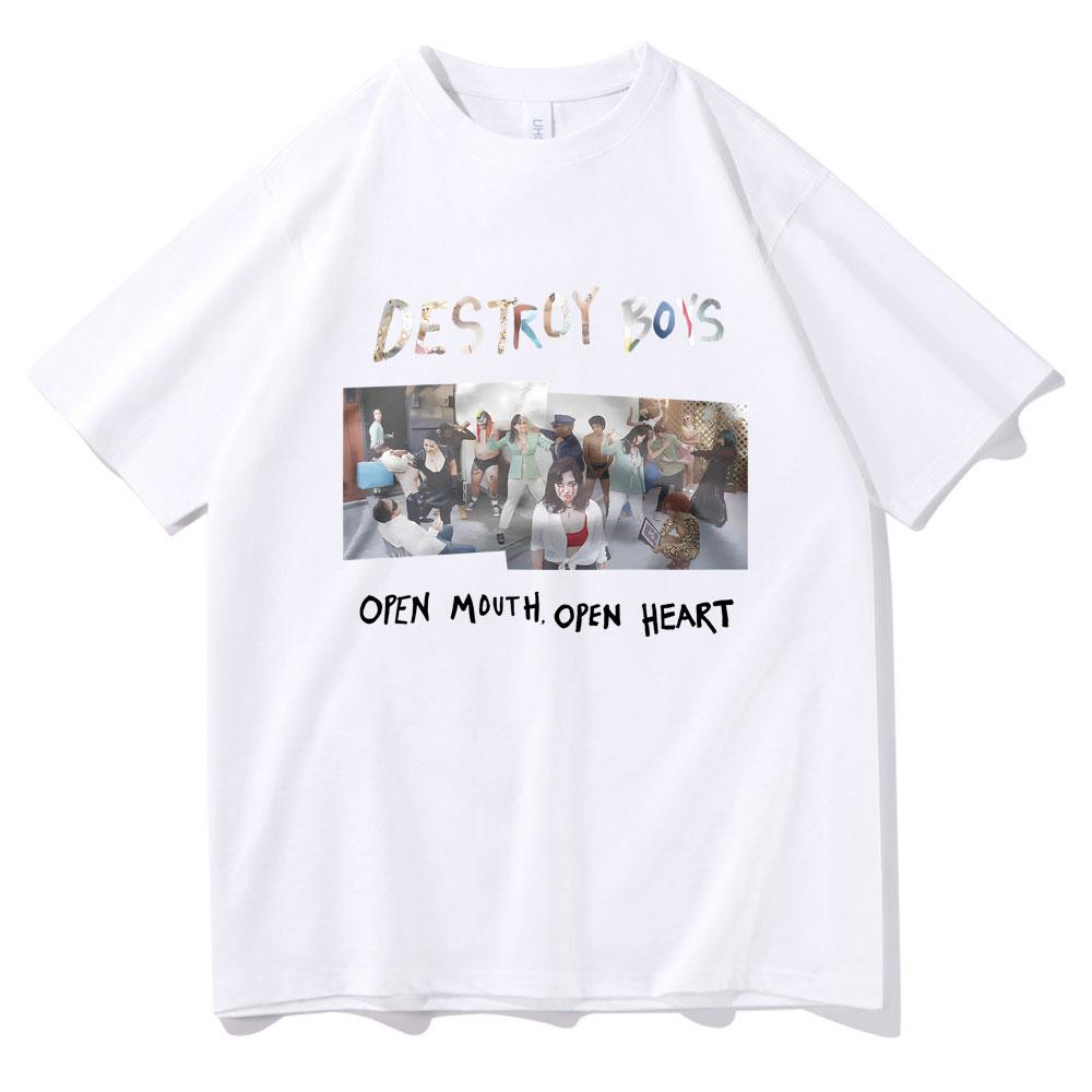 Best Famous Destroy Boys Open Mouth Open Heart Album Graphic Tshirts Men Women Cotton Casual Oversized Short Sleeve T Shirts