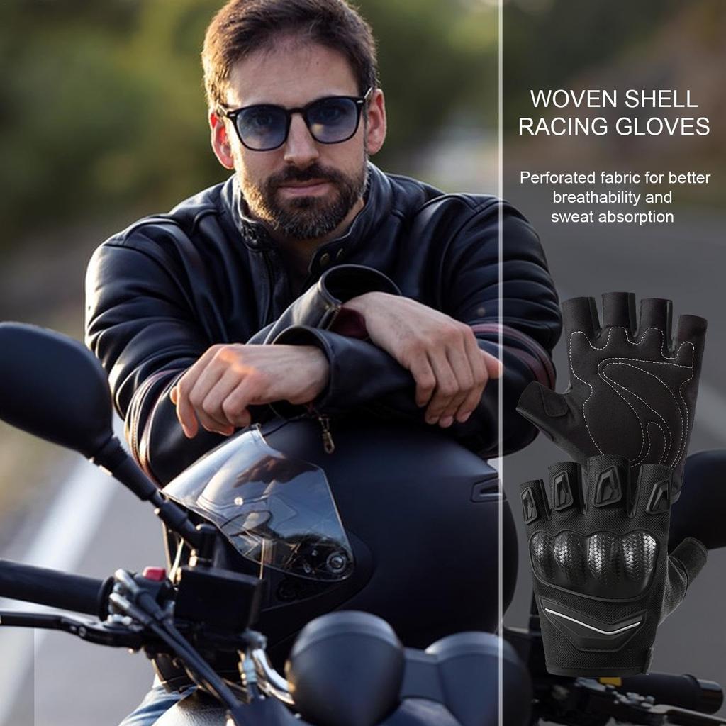 Half Pinger Bicycle Gloves, Padded Motorcycle Gloves Welding Resistant Semi Finger Gloves, Welding Resistant